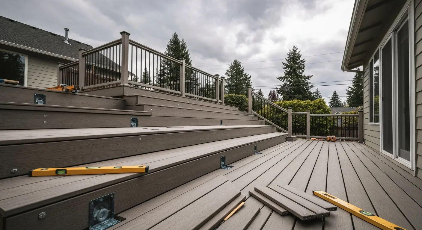 Custom composite deck on Oregon City slope