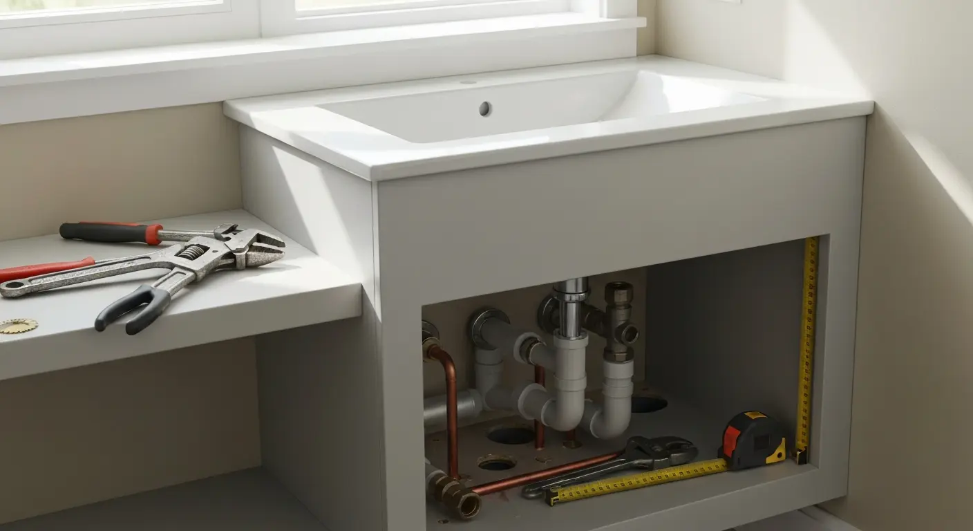 Bathroom plumbing and sink installation