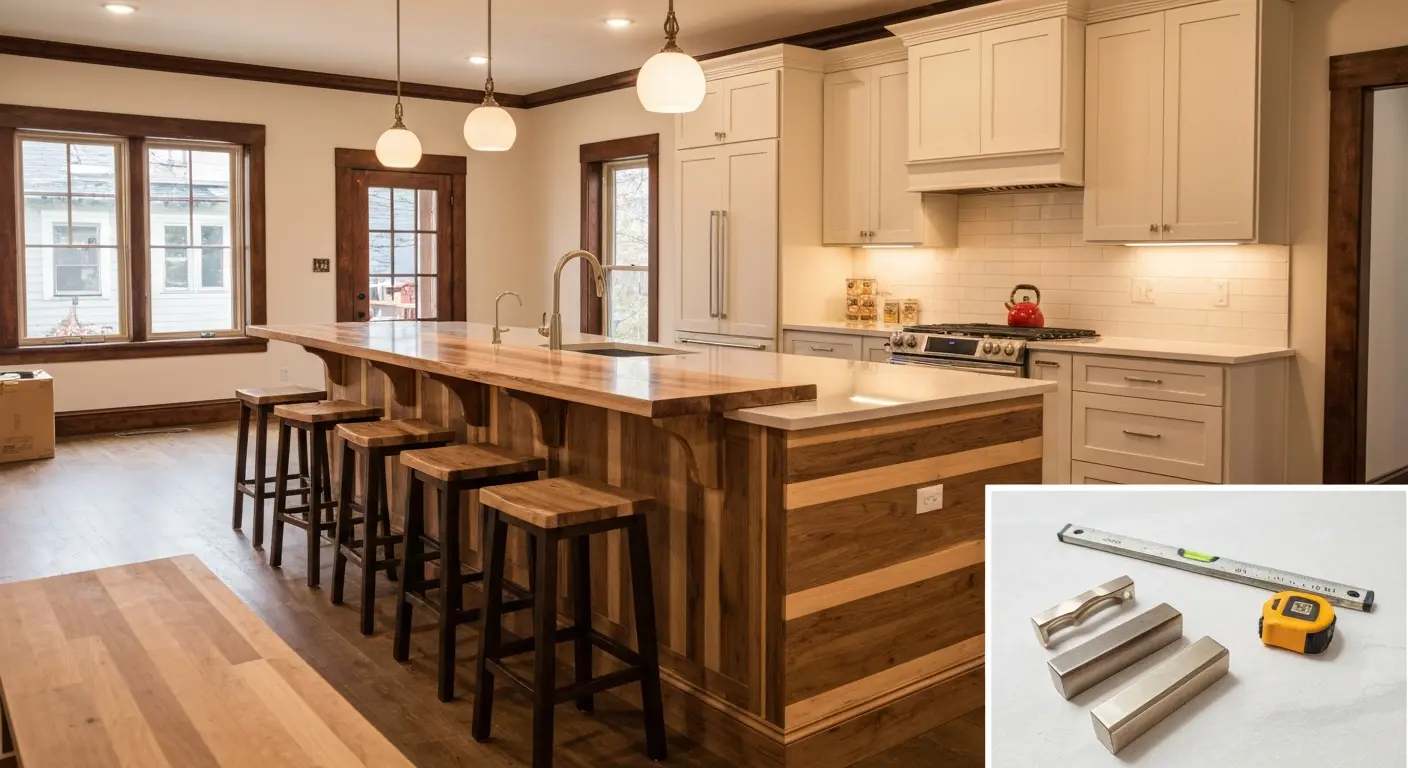 Custom kitchen island installation