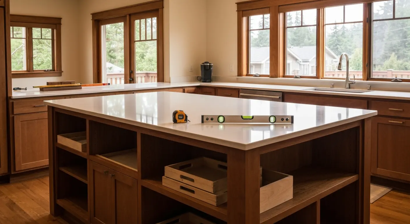 Custom kitchen island installation