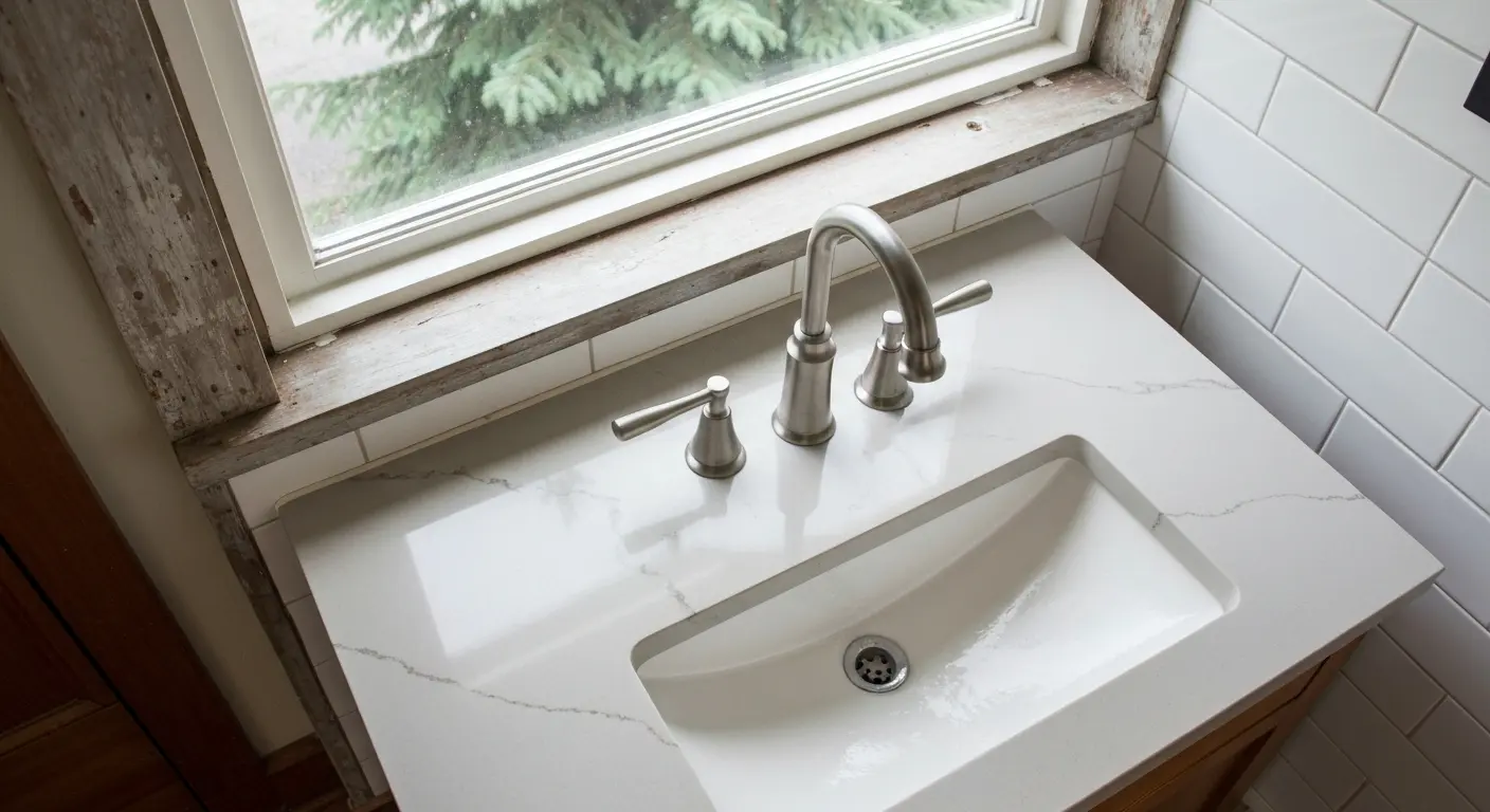 Bathroom countertop and faucet installation
