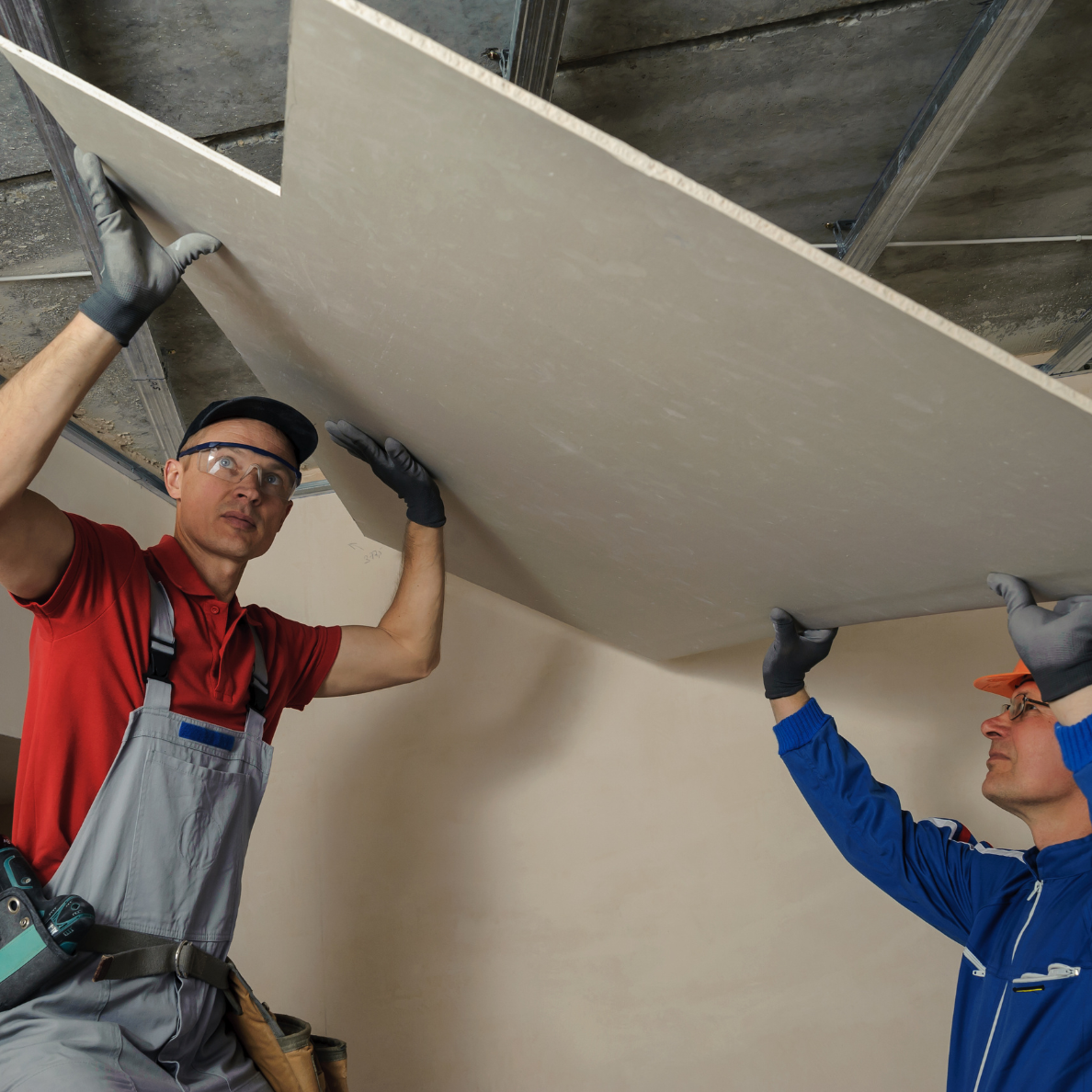 Drywall being installed