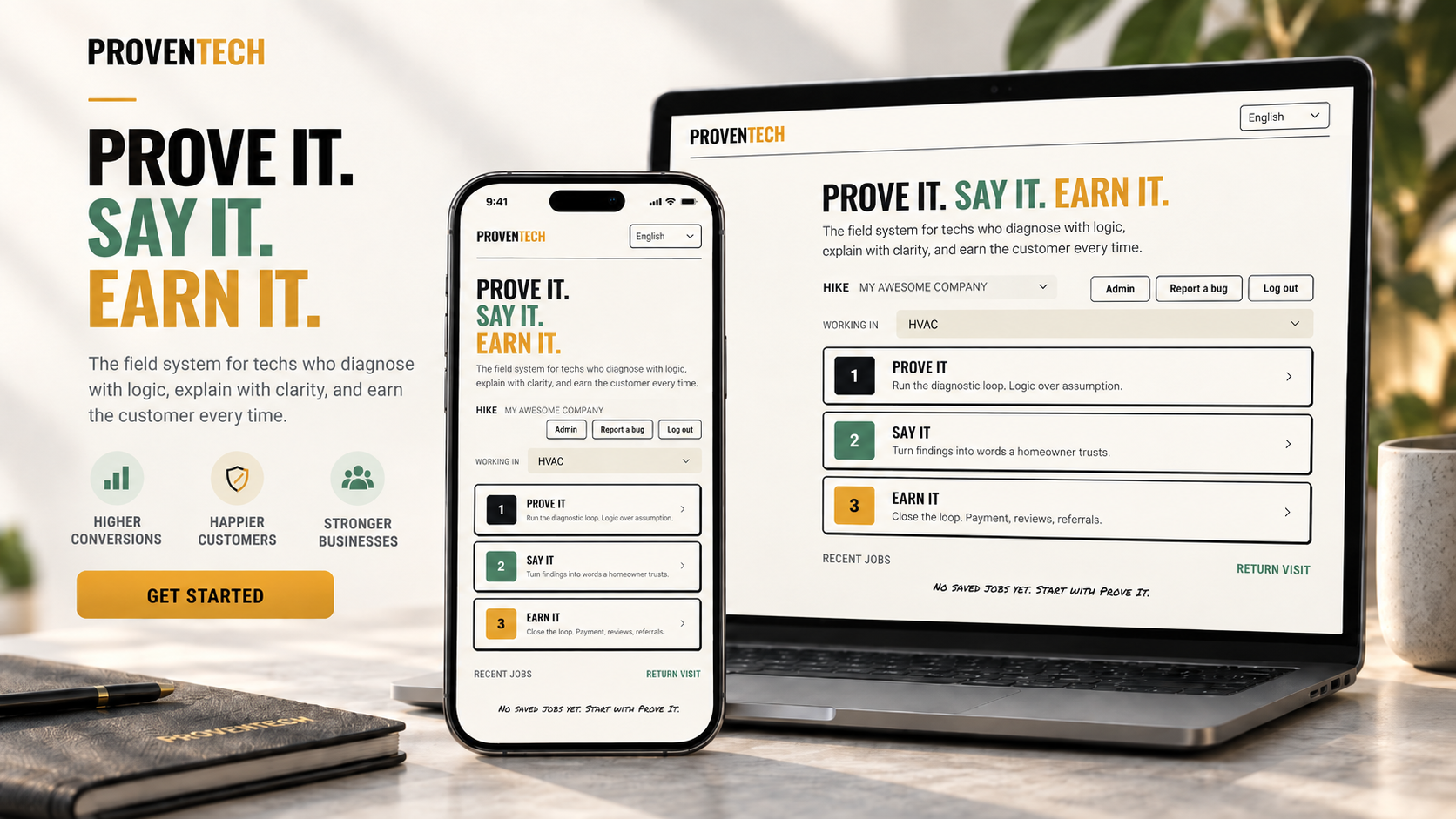 Proven Tech, mid-call (real account, cropped)