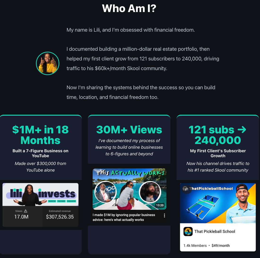 Lili Invests social proof