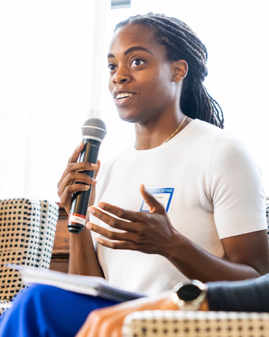 Lili Thompson speaking on a panel
