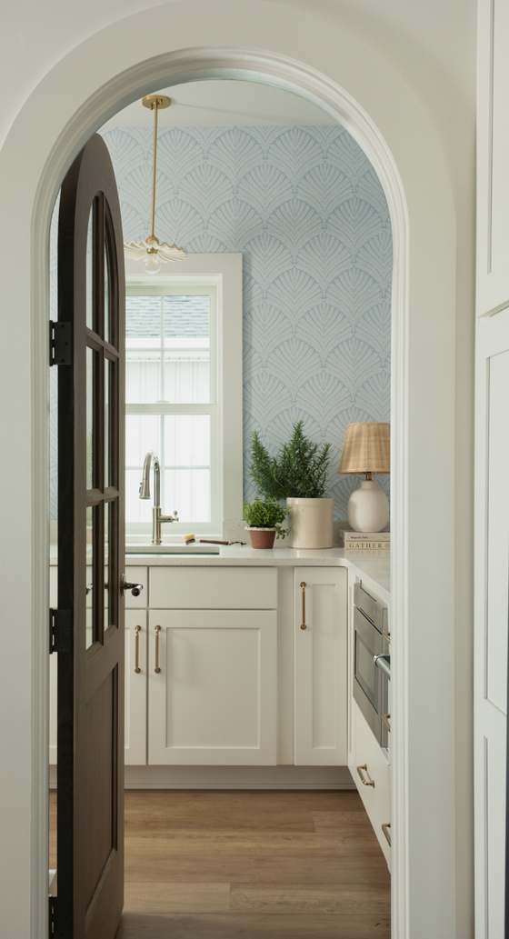 Archway and kitchen designed by Cass Design Co.