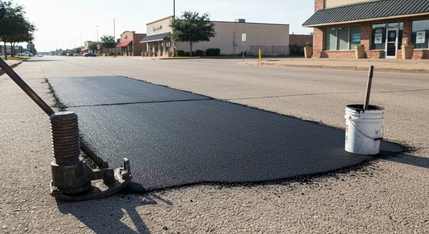 Pothole repair in progress