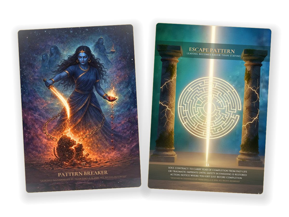 Mahakali card 13 Pattern Breaker with Masculine Tarot card 11 Escape Pattern