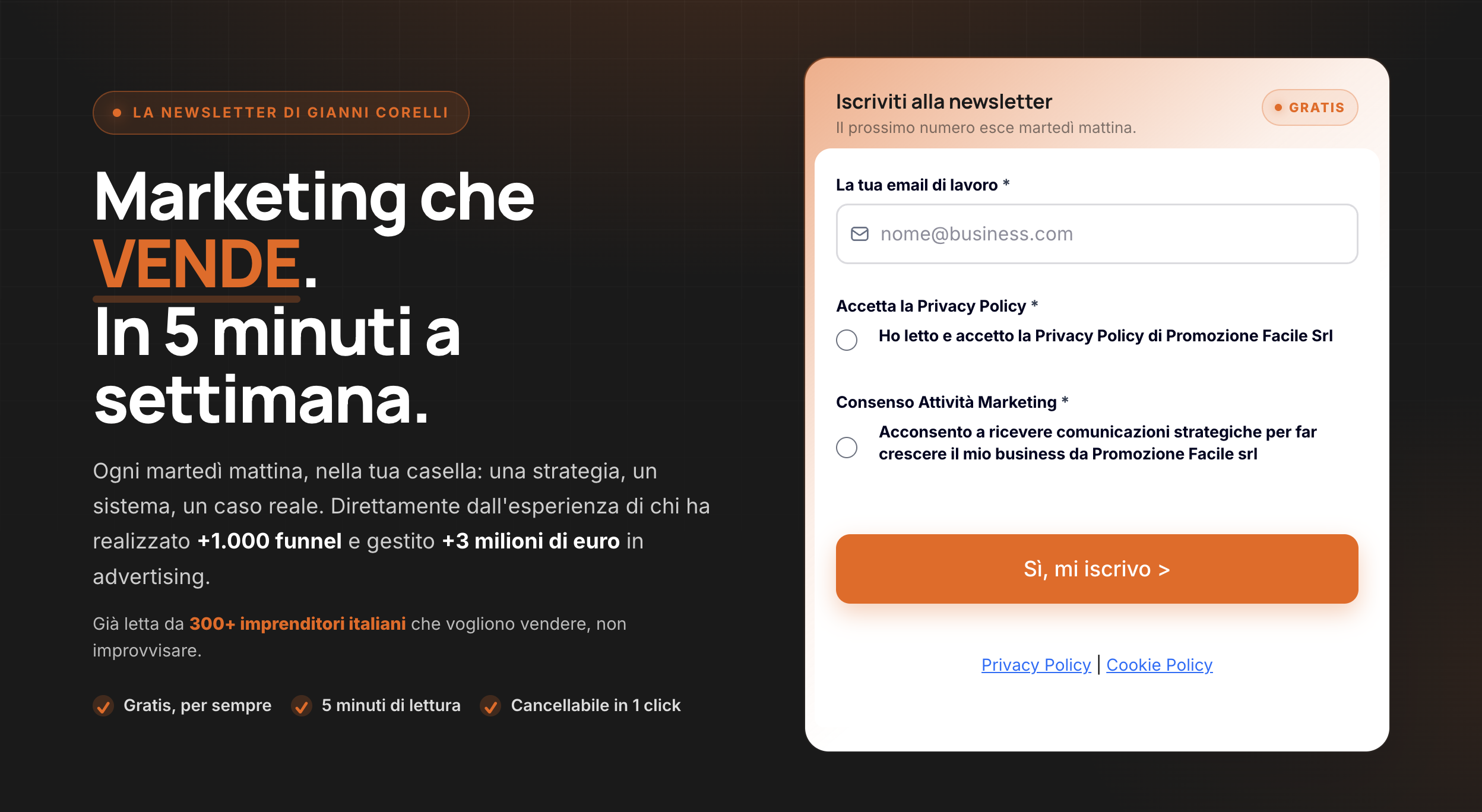 newsletter marketing che vende gianni corelli promozione facile