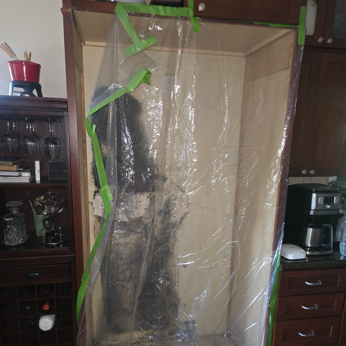 Water damage restoration work inside an Orange County property