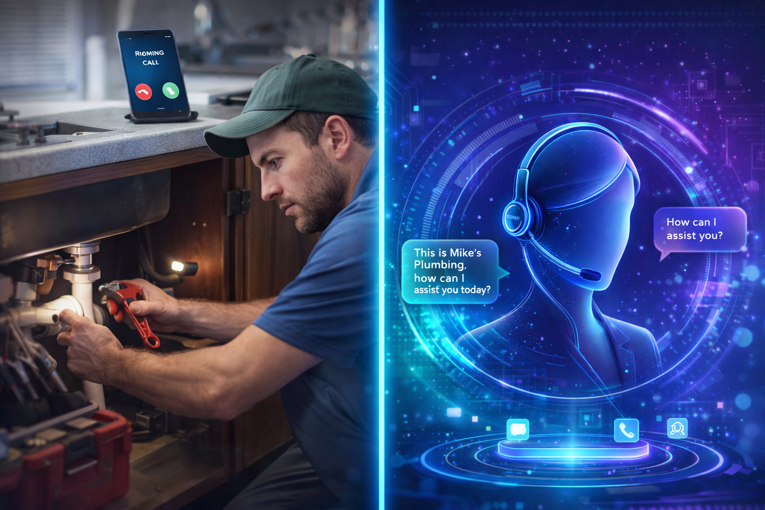 Contractor looking at missed calls on phone