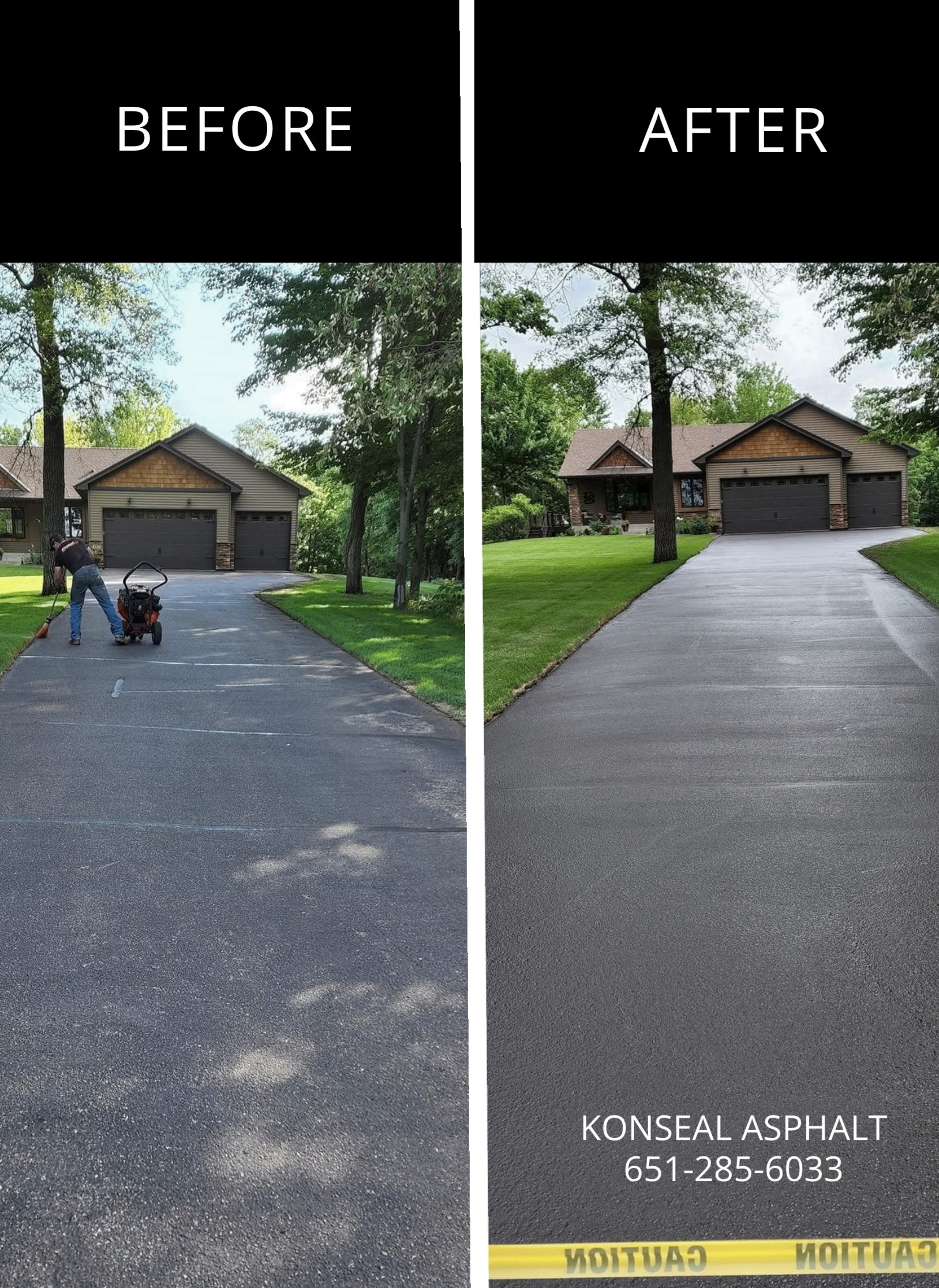 Before and after asphalt sealcoating