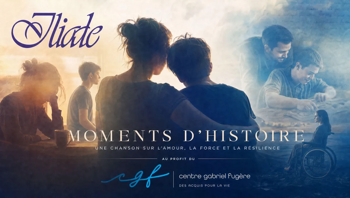 Pochette de Moments d'histoire, du groupe Iliade, au profit du Centre Gabriel Fugère