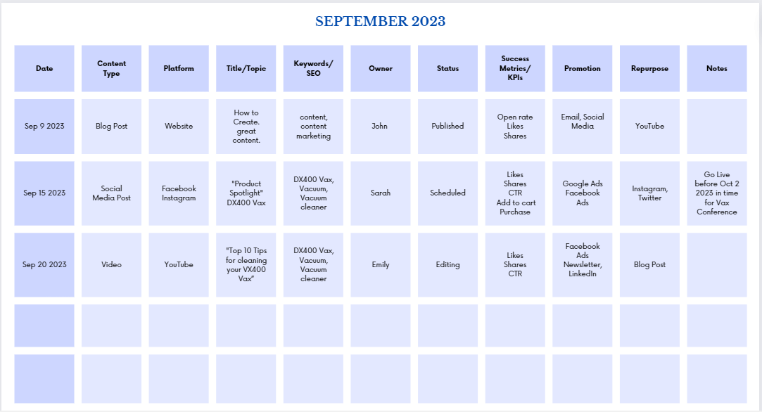 Free Content Calendar Template Free Content Calendar Template