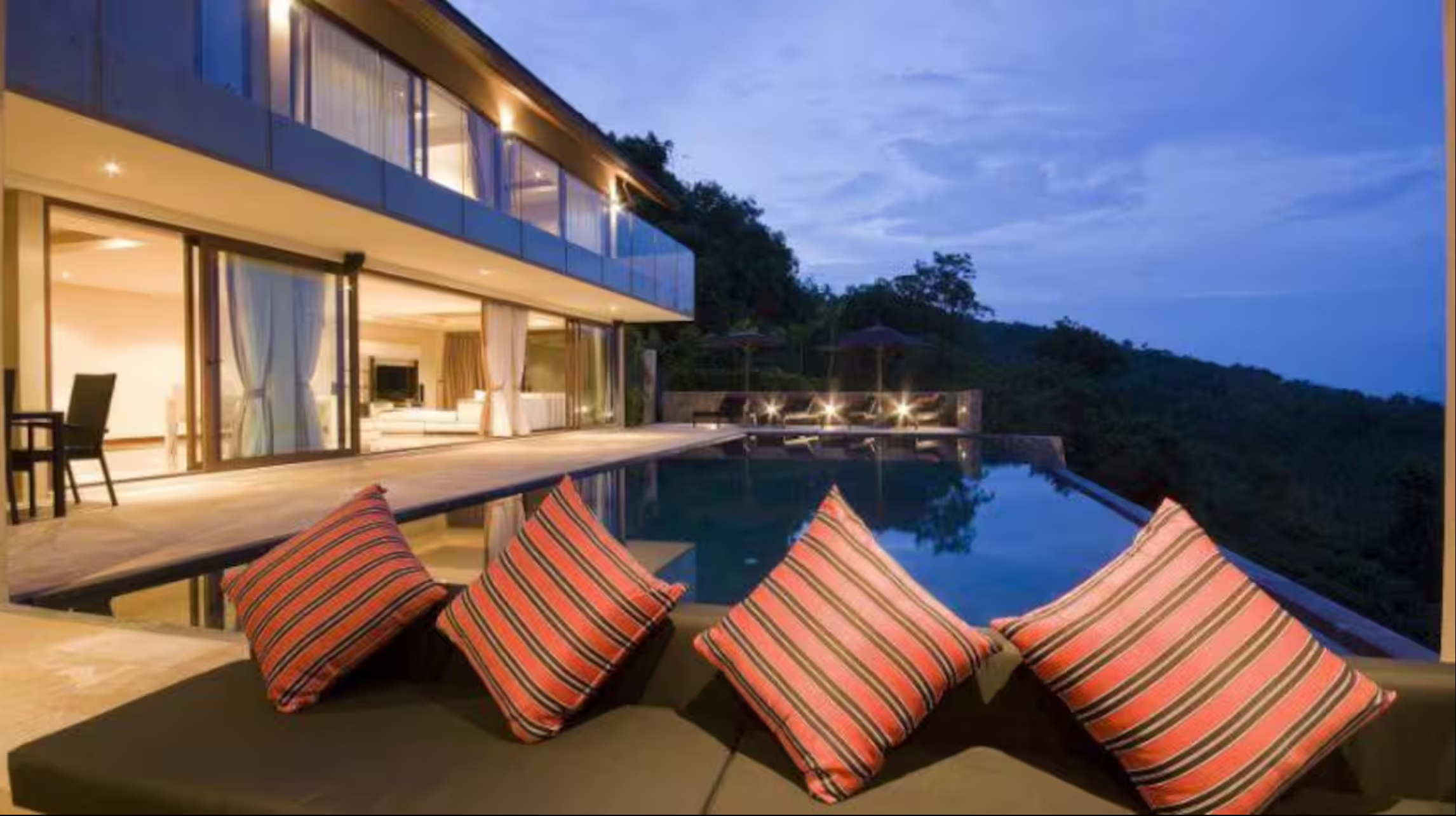 Koh Samui villa terrace at golden hour