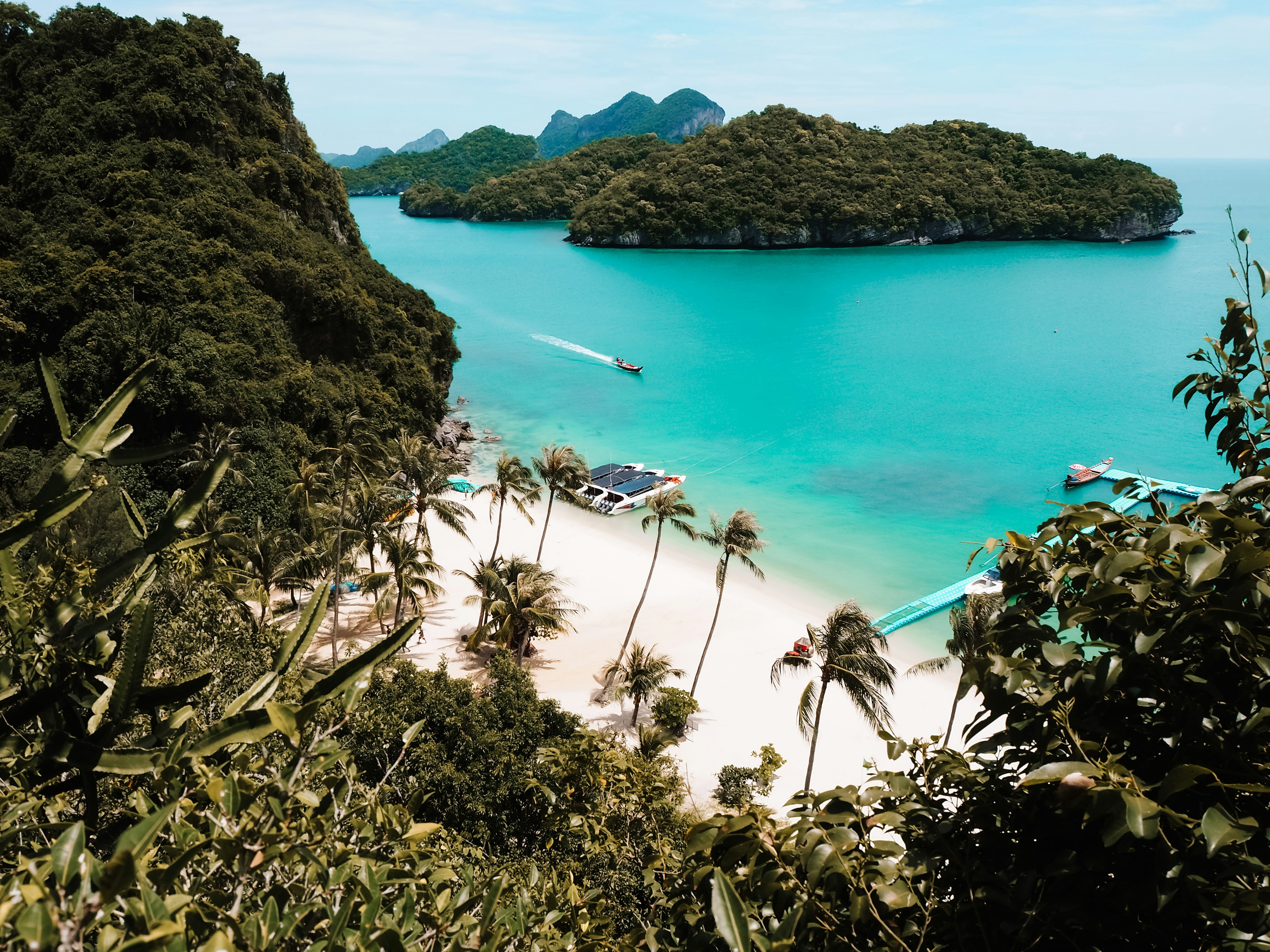 Ang Thong National Marine Park near Koh Samui — emerald lagoons and limestone cliffs