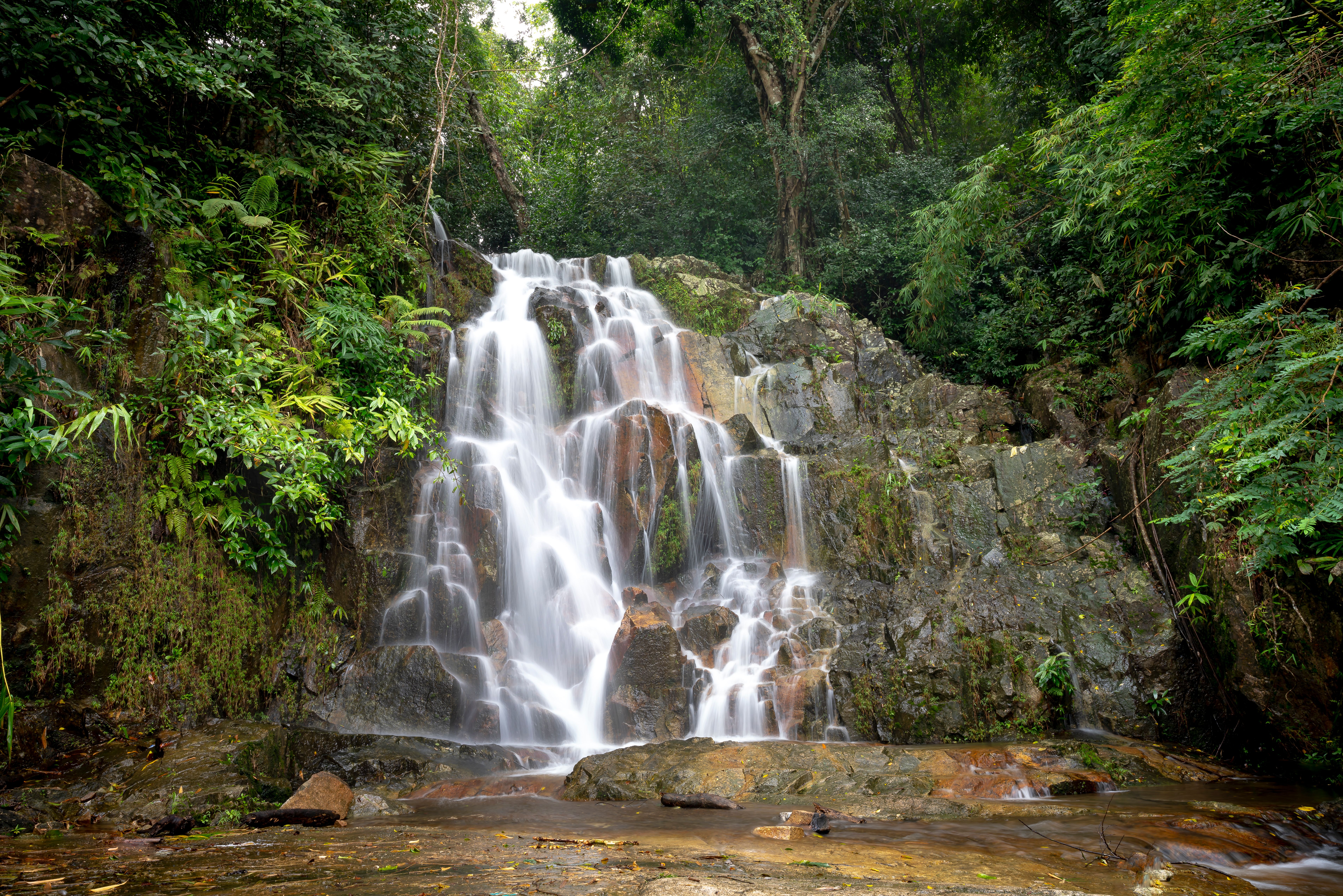 Lush jungle and waterfalls inland on Koh Samui