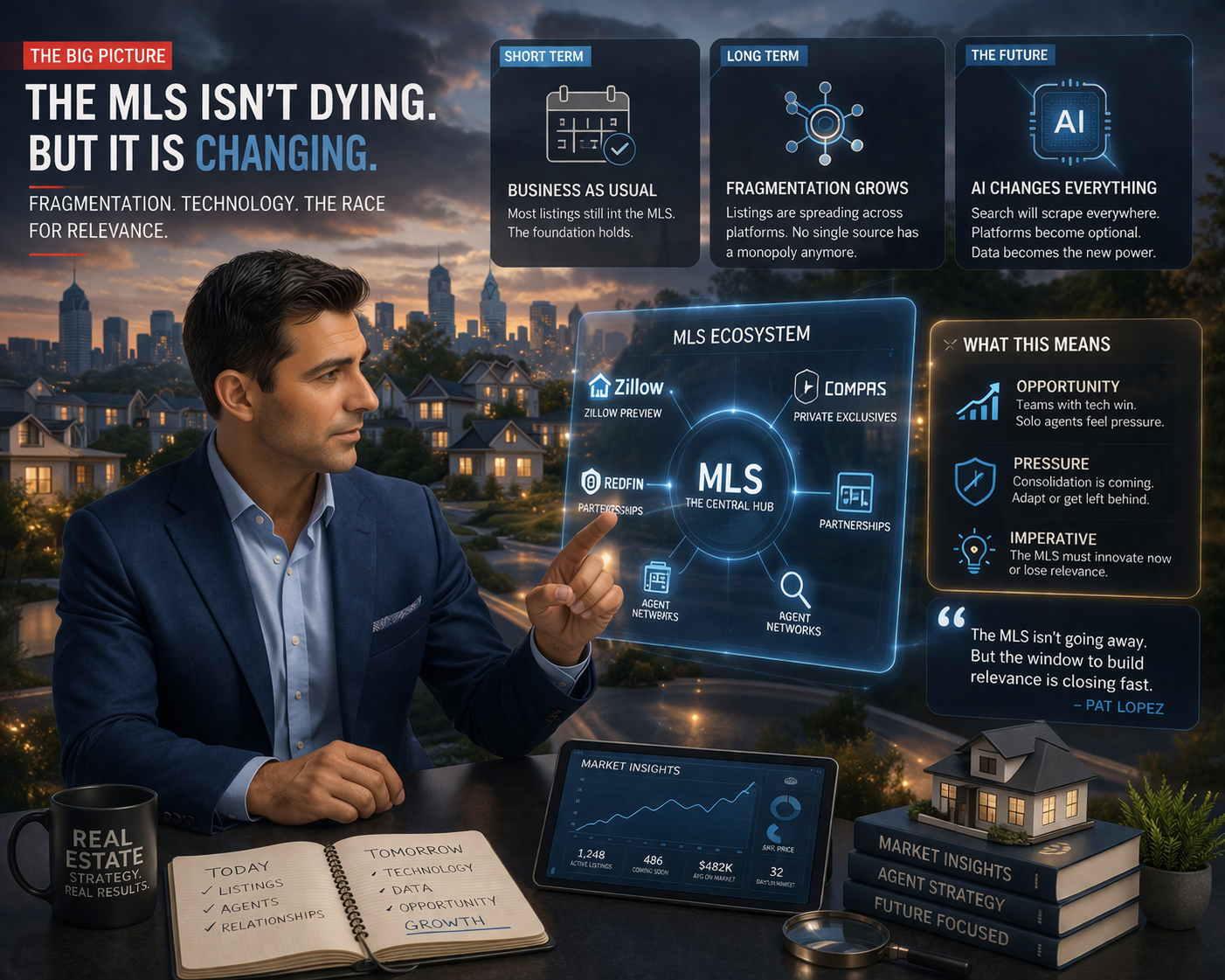 Visualization of how AI and multiple platforms are impacting the MLS and creating a fragmented real estate ecosystem.