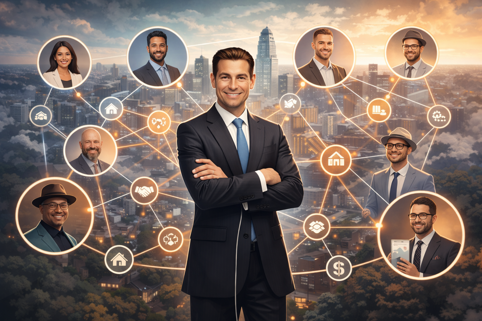 Illustration of an organically grown real estate community built through networking and relationships