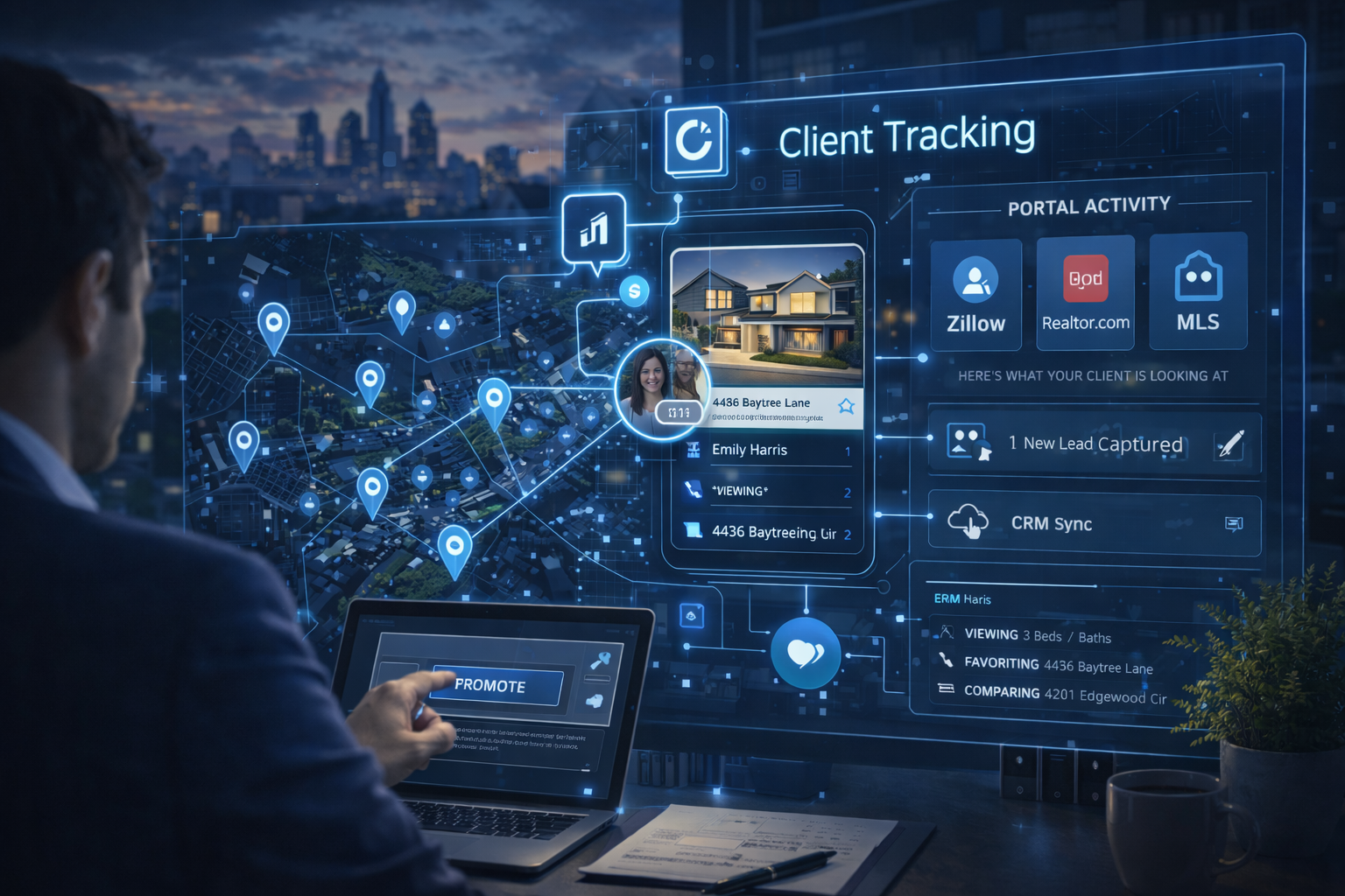 AI tracking real estate client activity across multiple listing platforms