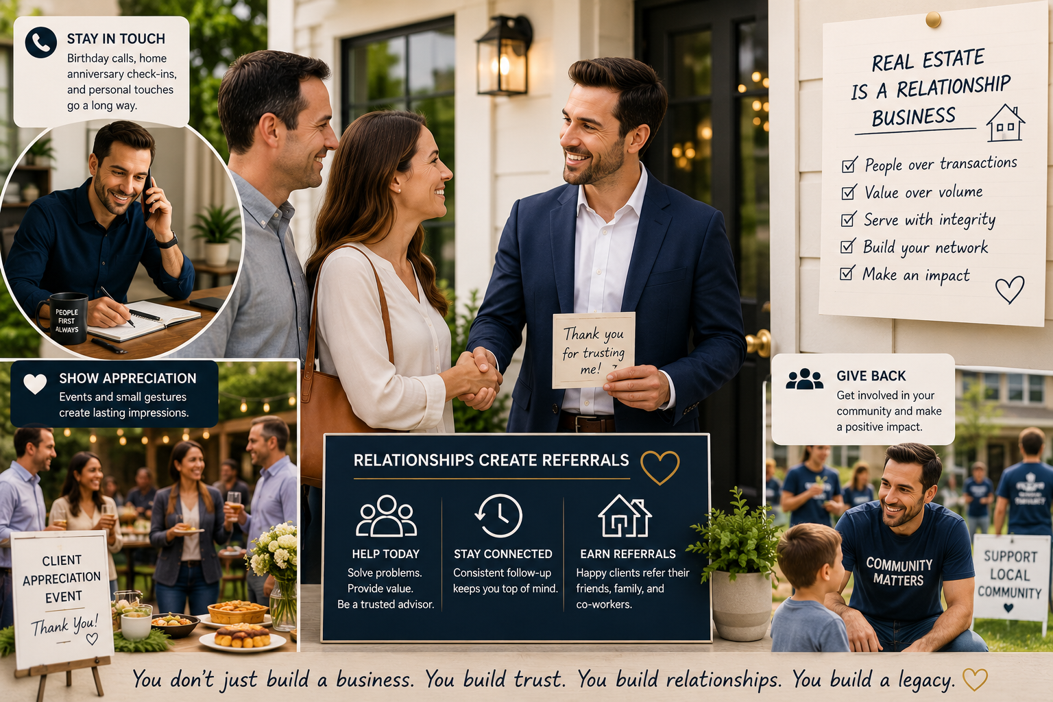 Alt Text: Real estate agent building long-term client relationships through personal connections.