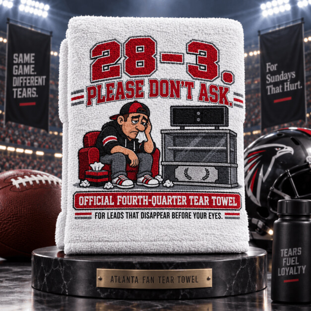 Atlanta novelty fan tear towel in Red and Black colors