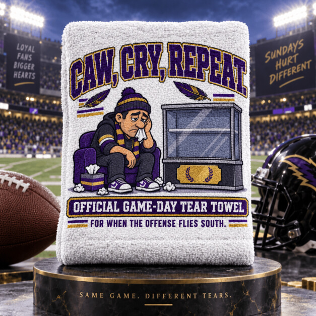 Baltimore novelty fan tear towel in Purple and Black colors