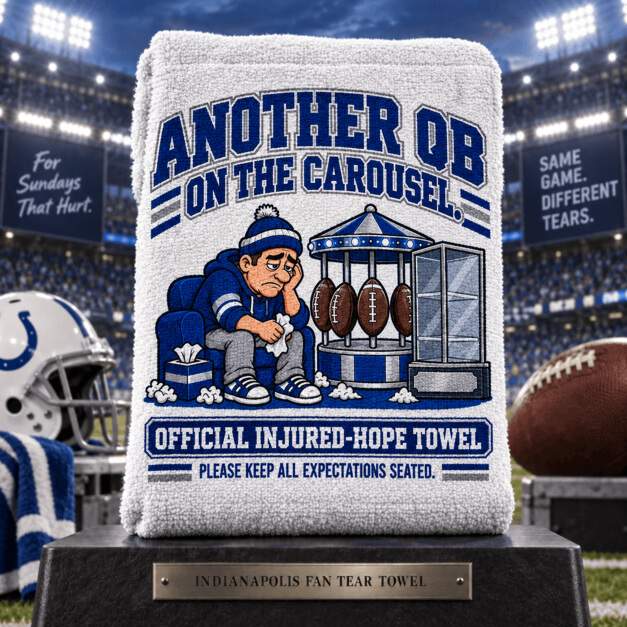 Indianapolis novelty fan tear towel in Royal Blue and White colors