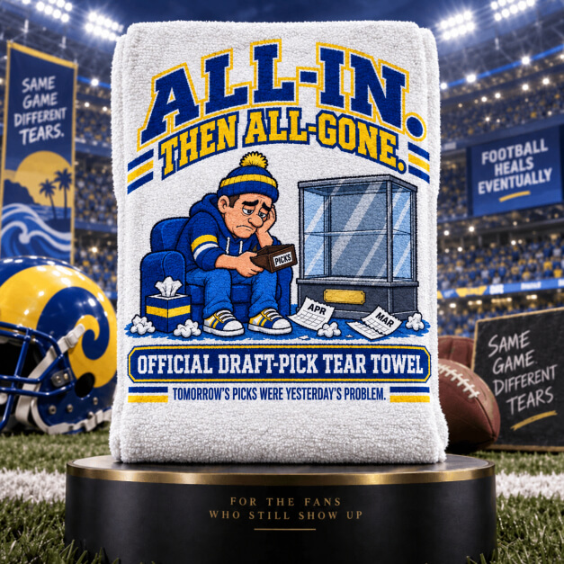 Los Angeles novelty fan tear towel in Royal Blue and Gold colors