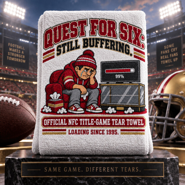 San Francisco novelty fan tear towel in Scarlet and Gold colors