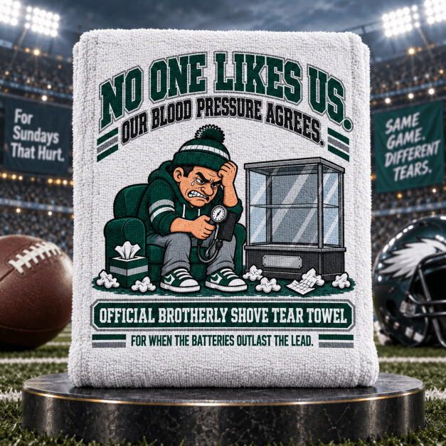 Philadelphia novelty fan tear towel in Midnight Green and Silver colors