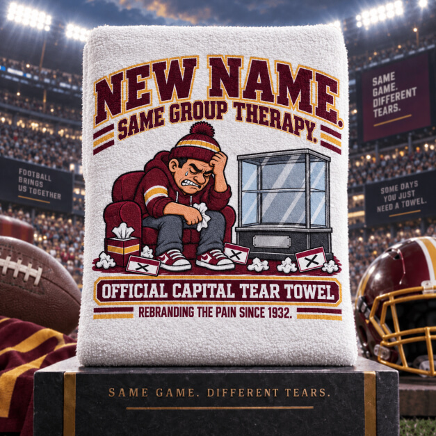 Washington novelty fan tear towel in Burgundy and Gold colors