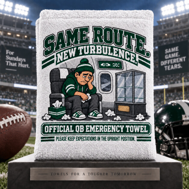 New York novelty fan tear towel in Green and White colors