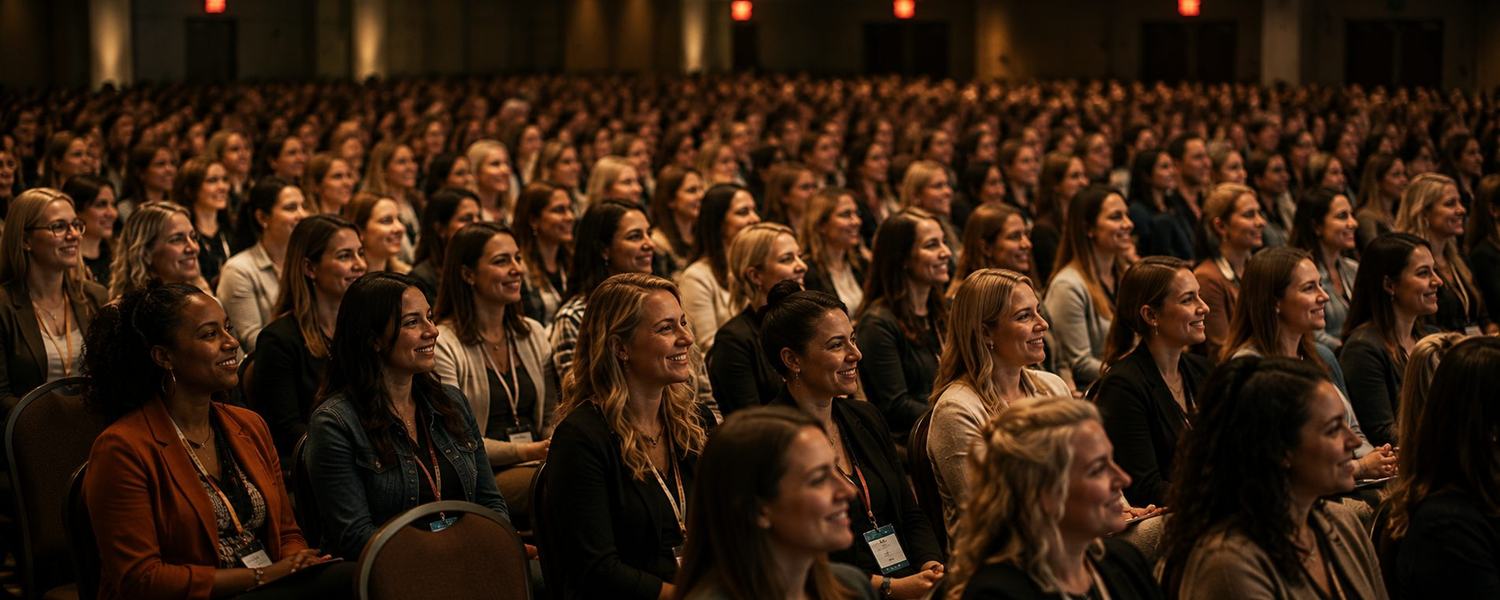 An audience listening at a conference session