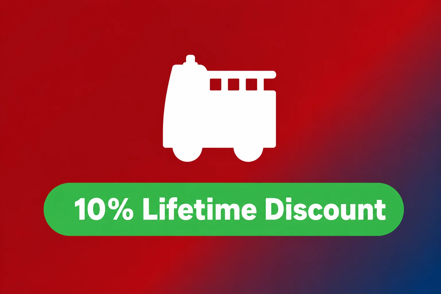 A white award medal icon above a green oval button that says '10% Lifetime Discount' on a dark green background.
