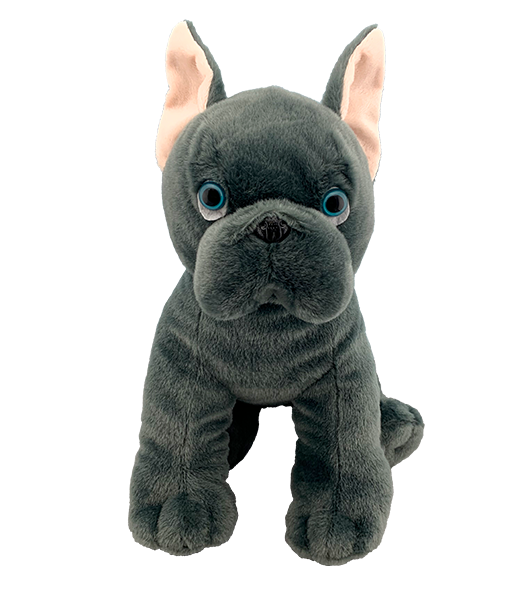 Dark gray French bulldog plush