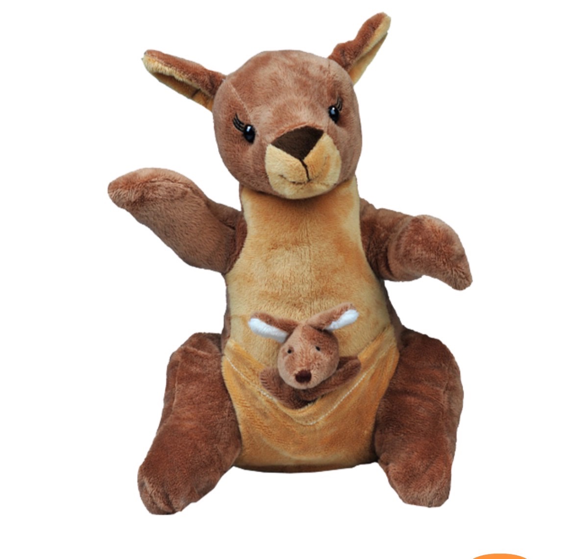 Brown kangaroo plush with joey