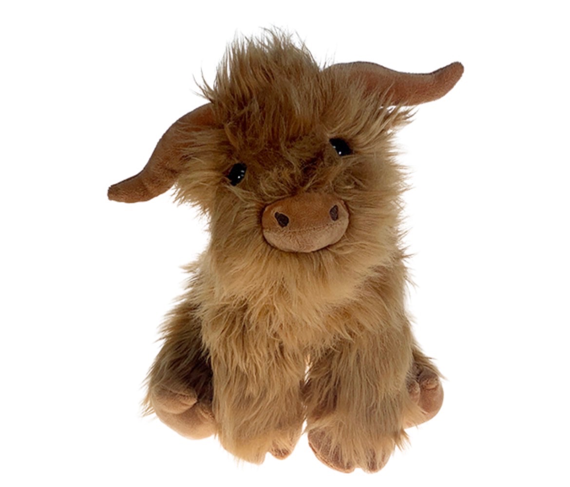 Shaggy brown Highland cow plush