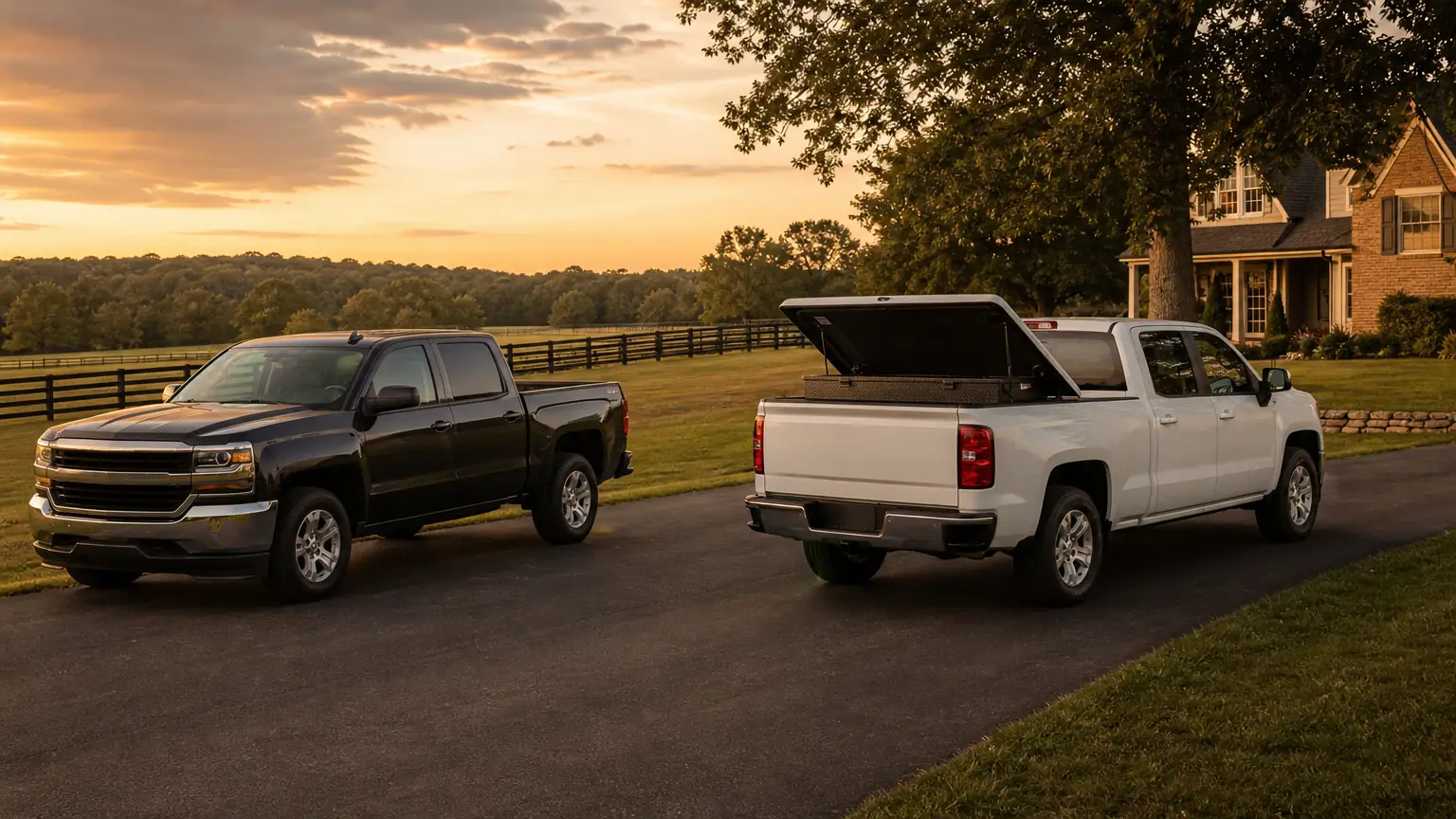 Mobile mechanic's service truck at a country driveway in Oldham County