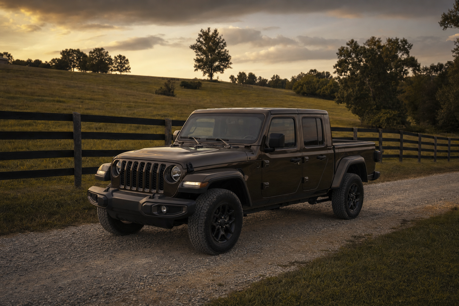 Jeep Gladiator JT on a country road
