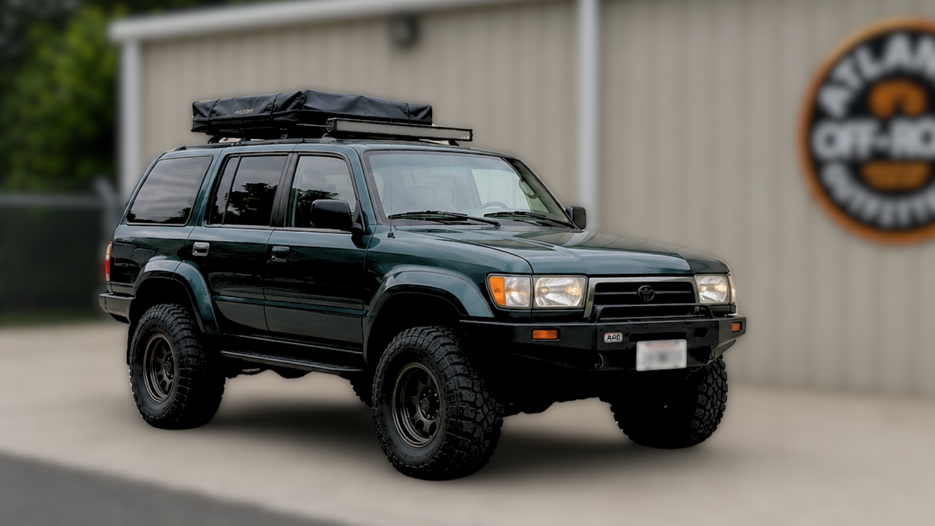 1990s Toyota 4Runner off-road build with roof rack and all-terrain tires at Atlanta Off-Road Outfitters