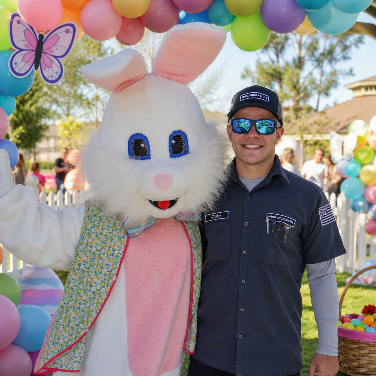 Jolly Jumps team member at a spring event