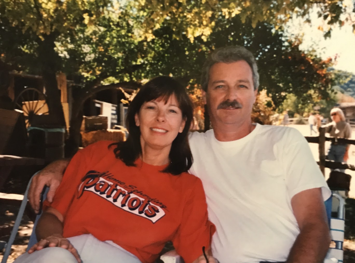 Joy and Michael seated together during the early years of Jolly Jumps
