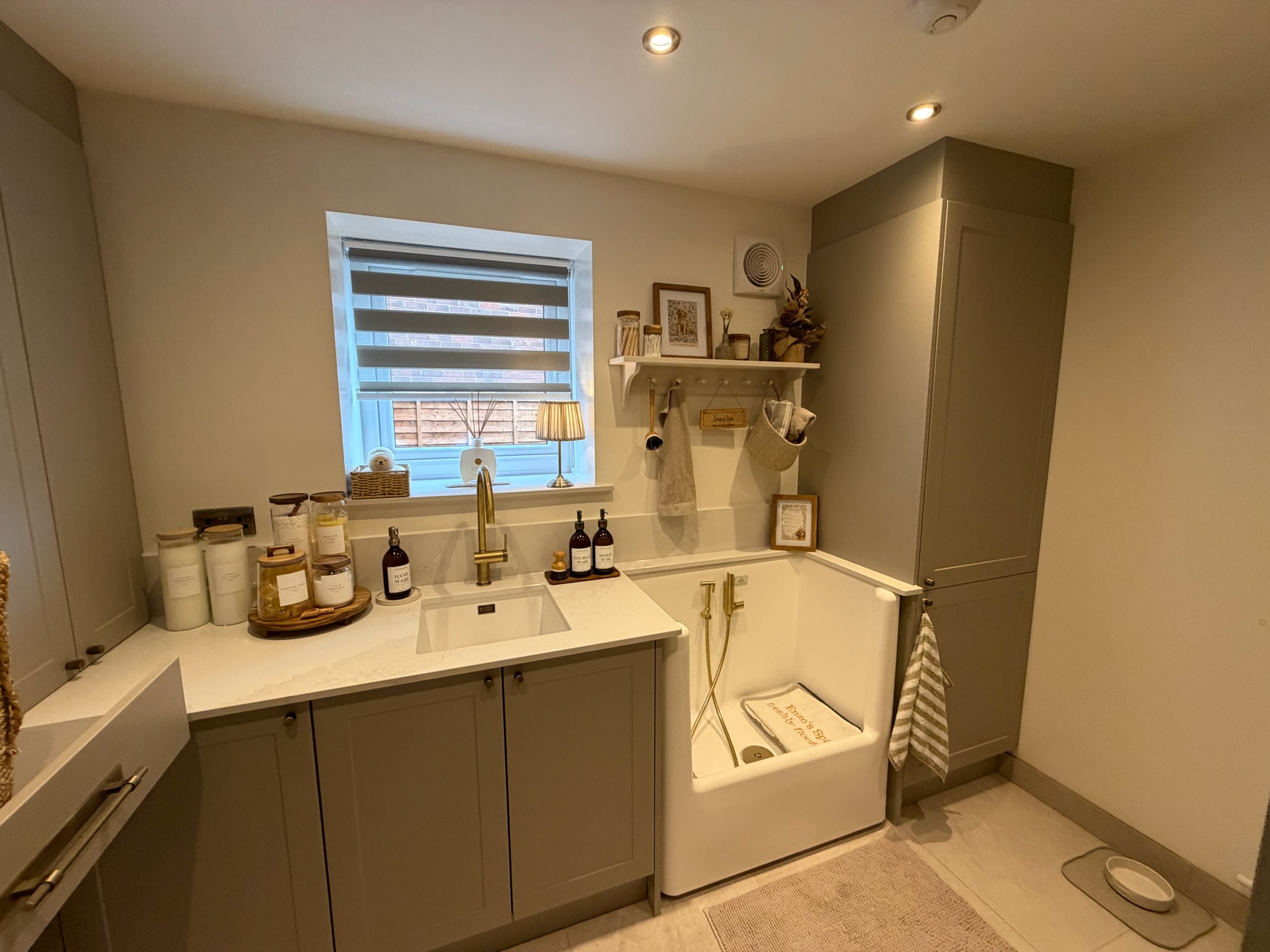 Single garage conversion in Chorley transformed into a utility and dog wash room with fitted cupboards, sink and dedicated dog bathing area. Single garage conversion in Chorley transformed into a utility and dog wash room with fitted cupboards, sink and dedicated dog bathing area.