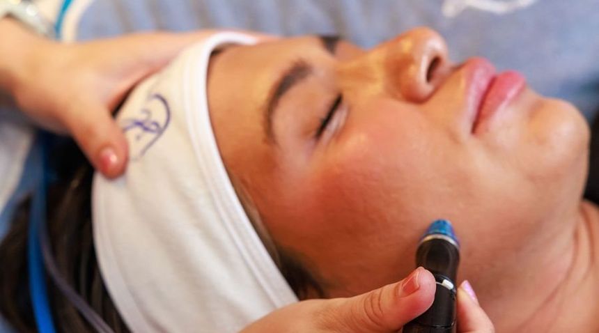 Medical facial treatment in progress