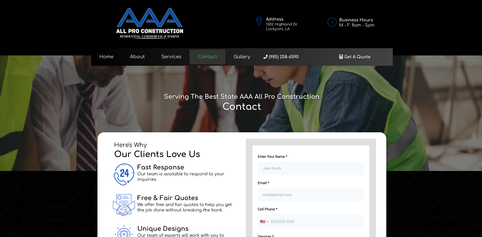 Contact Us | AAA All Pro Construction