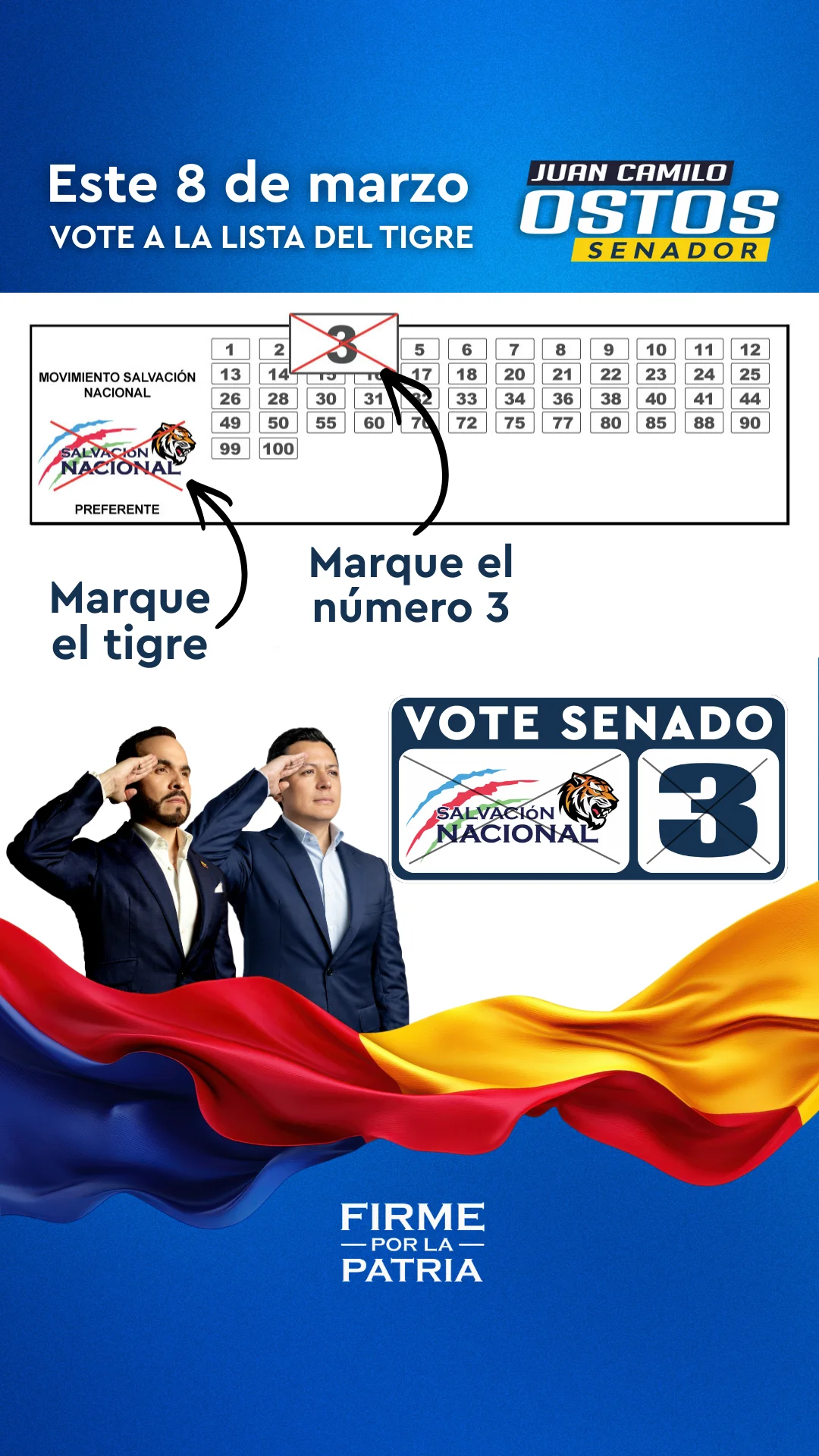 Instrucción de voto: Marca el 3