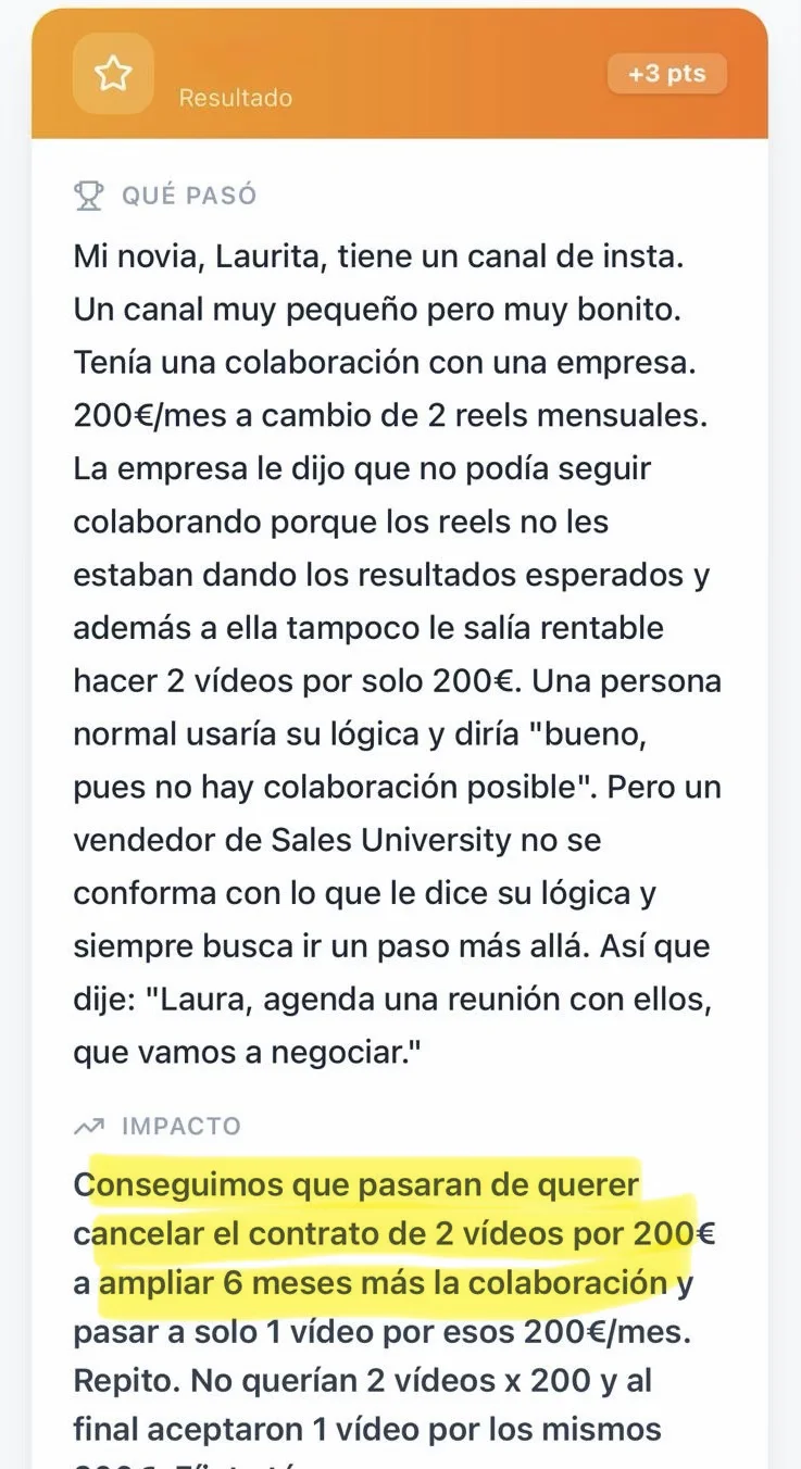 Testimonio cliente Sales University