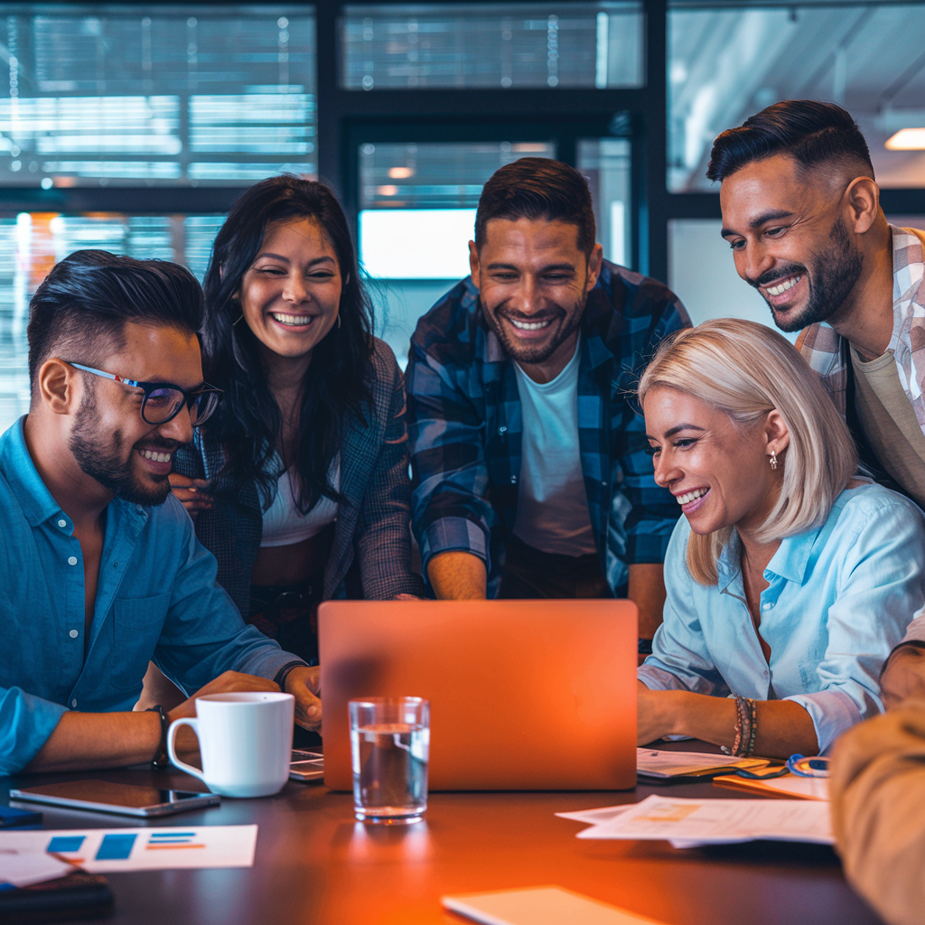 Equipo de negocios latinos usando Latinos CRM Plus