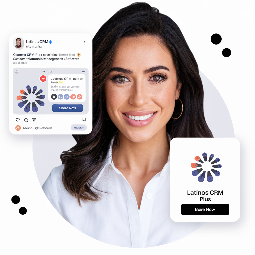 Empresaria latina con redes sociales integradas al CRM